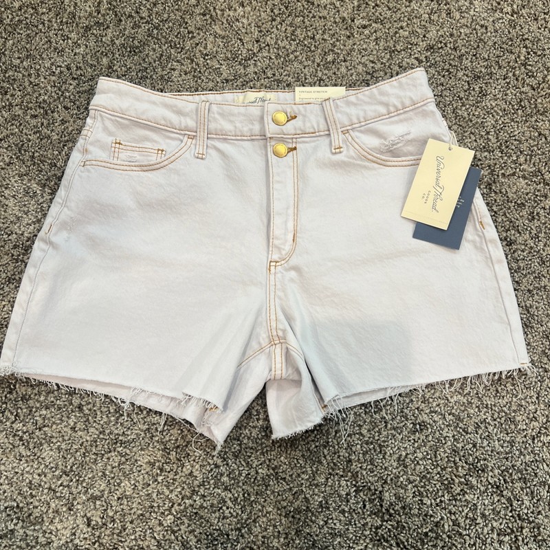 NWT Universal Thread Women’s Vintage Midi Cream Denim Shorts Gold Accent 6/28