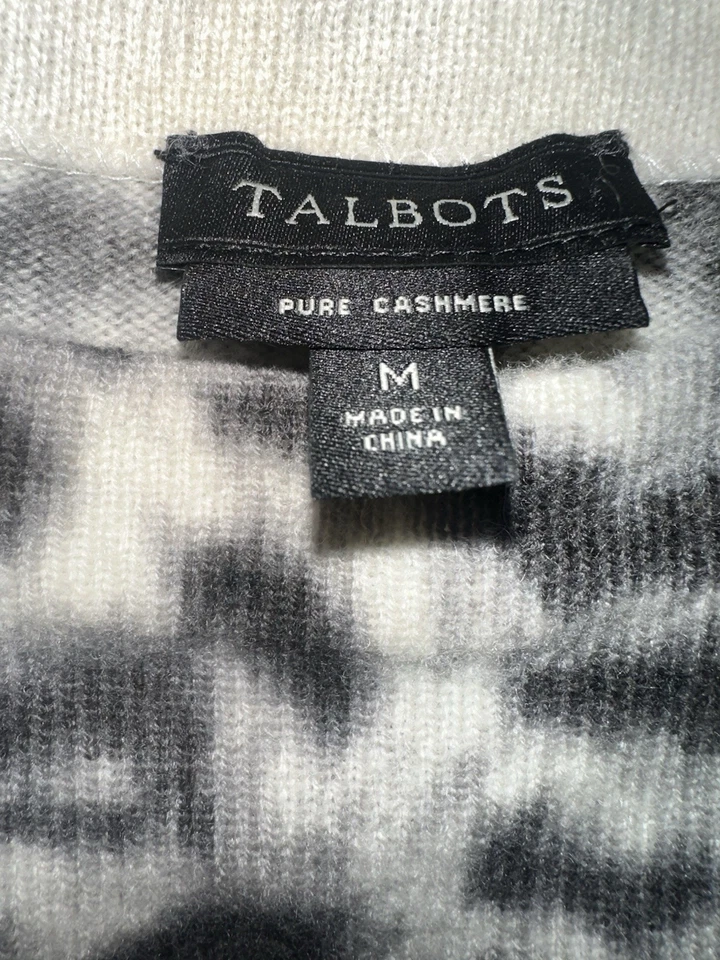 Suéter Talbots 100 % cachemir puro talla S estampado animal manga 3/4 Foto 3 de 4
