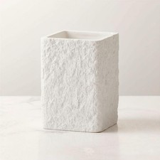 White Stone-Look Toothbrush Holder for Bathroom, Natural Rough Stone Textured...