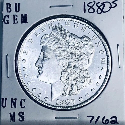 1880 S BU GEM MORGAN SILVER DOLLAR UNC MS+++ U.S. MINT RARE COIN 7162