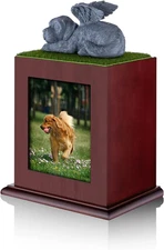 Pet Cremation Urn for Large Dogs, Ashes Photo Box, Wood Keepsake Memorial Urn