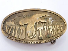 Vintage Austin Nichols Wild Turkey Bourbon Belt Buckle  1974 Bergamot Brass Work