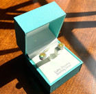 Nanette Lepore ~ 925 Sterling Silver Earrings, Citrine Cubic Zirconia Halo Studs