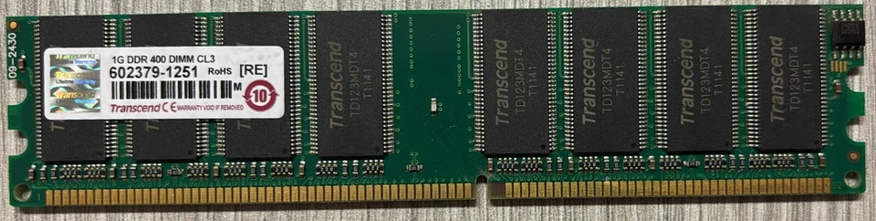 RAM DIMM DDR Transcend 1GB 400Mhz PC3200 - Immagine 3 di 4