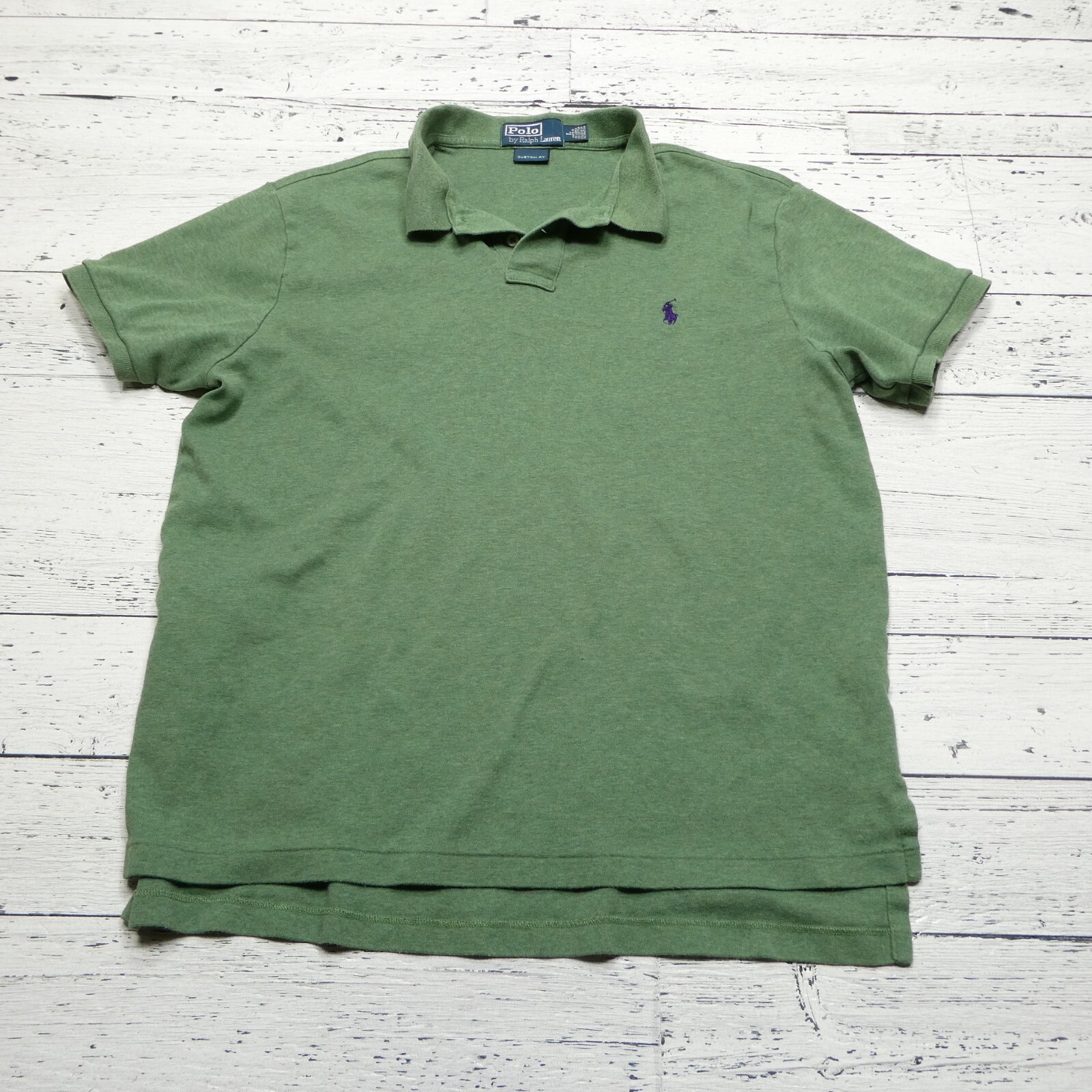Polo Ralph Lauren camicia uomo grande verde cotone ricamato pony rugby vintage