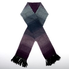 CROFT BARROW Men's Long Scarf 11 x 61 Purple Blue Chevron Soft Acrylic NEW
