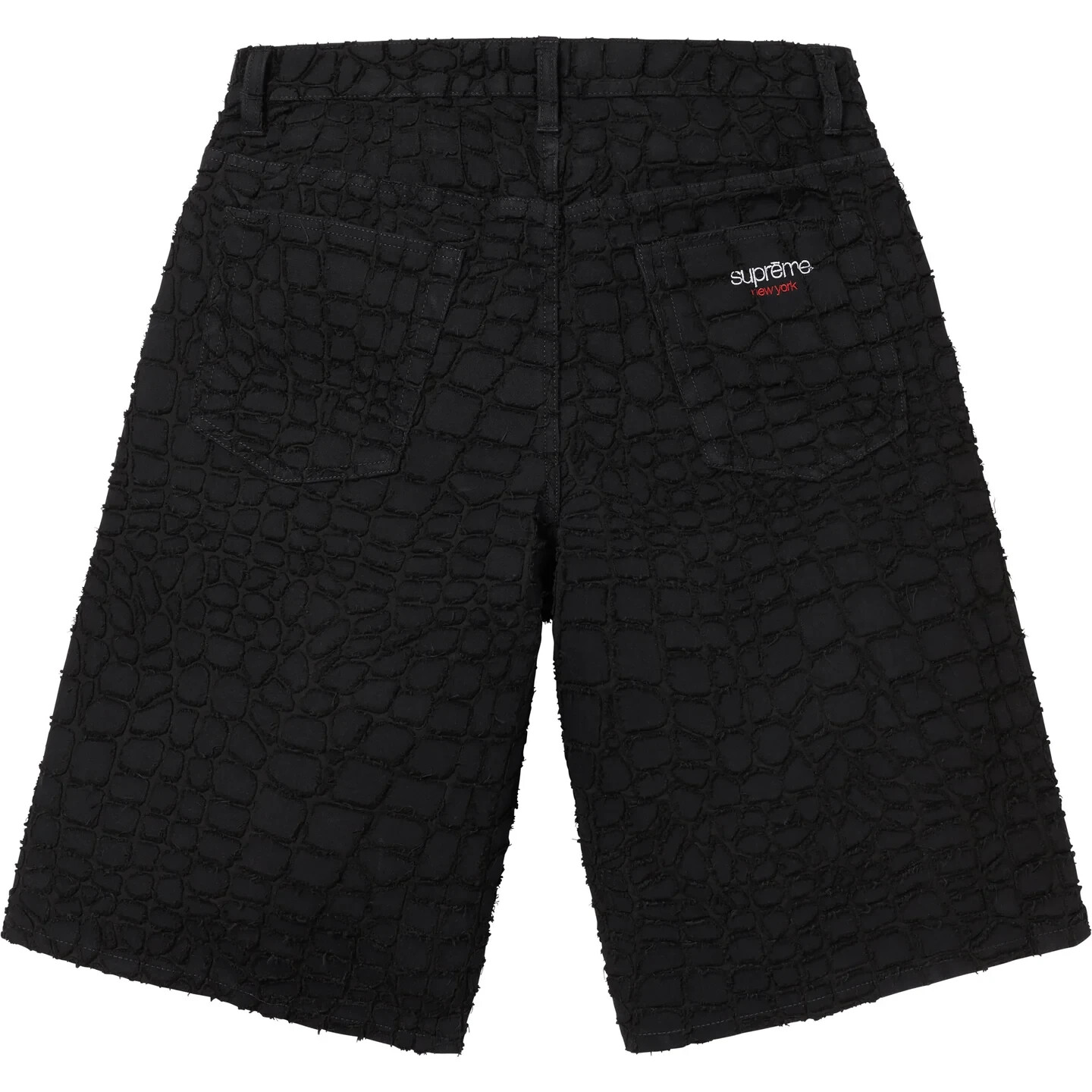 Supreme Frayed Croc Baggy Denim Short Black image 2
