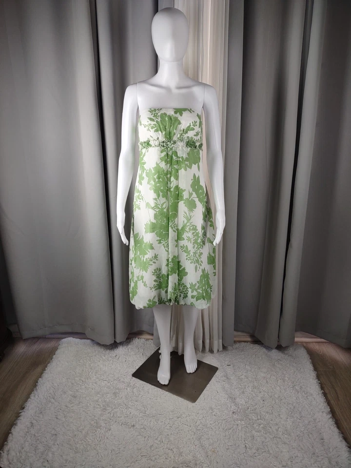 Vestido de novia para mujer David's verde floral sin tirantes talla 6 Foto 2 de 4