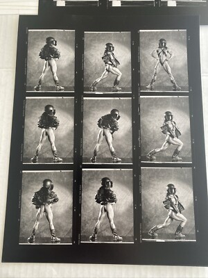 FEMALE BODYBUILDER CONTACT SHEET FLEXING MUSCLES BLACK & WHITE #3