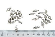 24 Diamond Shaped Geometric Design Beads 13x6mm Tibetan Silver hole 1mm Lot D13