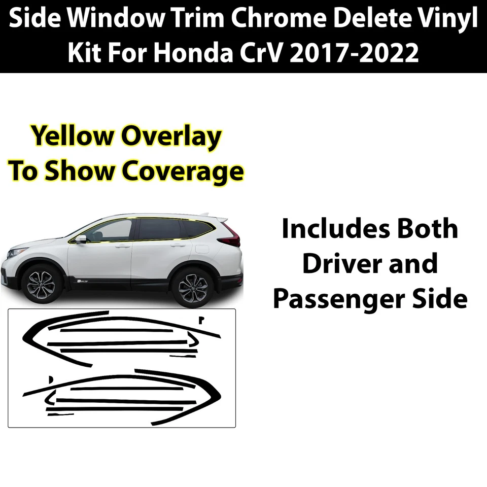 Ajuste Honda CR-V 2017-2022 Ventana Lateral Cromo Eliminar Calcomanía Película Borde Apagón Foto 2 de 4