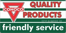 CONOCO QUALITY PRODUCT SERVICE GAS STATION OLD SIGN REMAKE ALUMINUM SIZE OPTIONS