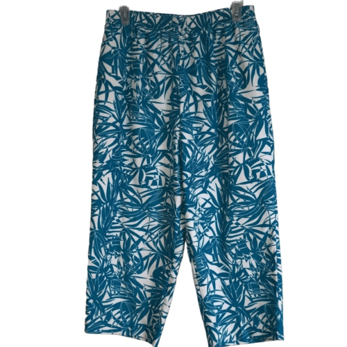 Hillard & Hanson pants 10 tropical print elastic waist pockets pull on cropped
