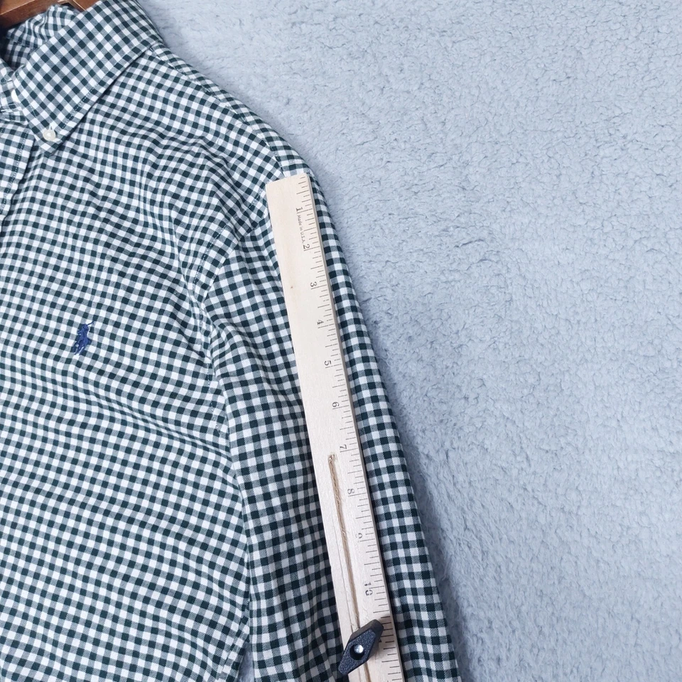 Ralph Lauren Shirt Mens Large Green White Check Slim Fit Long Sleeve Button Down - Image 3 of 4