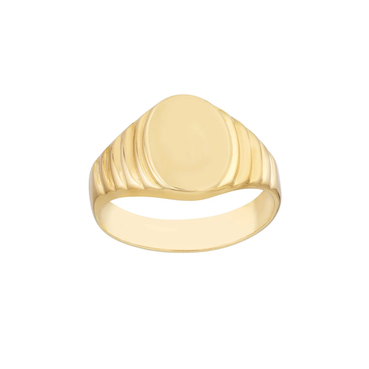 14K Gold Engravable Oval Signet Ring Women Minimalist Pinky | eBay