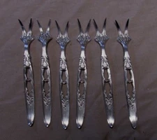 6 Gorham Sterling Silver Cocktail Seafood Forks Unusual Open Work 3.8 Toz 5 1/2"