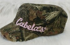 CABELA'S Green Camouflage Fitted Youth Ball Cap Hat With Pink Lettering