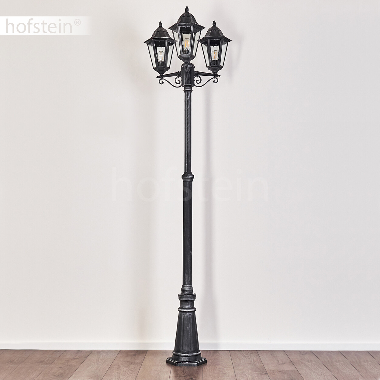 Lampada da terra candelabro esterno nera e argento foto 3