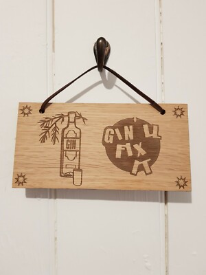 Hängeschild GIN'LL FIX IT Eiche Furnier Shabby Chic 11