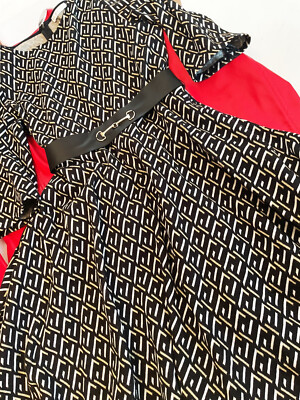 ELSY Couture   Elegantes Kleid mit Ledergürtel schwarz-gold   Gr.12/152  NEU