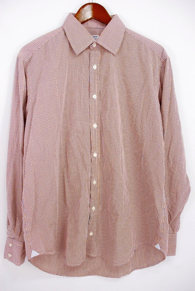 Camisa de vestir ligera para hombre Michael Bastian azul naranja a cuadros 15,5 pulgadas/grande Foto 2 de 4