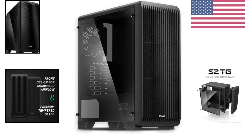 High Airflow S2 TG ATX Mid-Tower Case - Supports Up to 8 Cooling Fans - Image 2 of 4