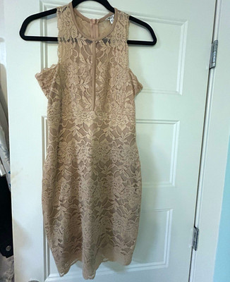 GUESS Women s S Beige Floral Lace Sheath Dress Romantic