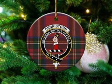 Dennistoun Clan Scottish Tartan Crest Ceramic Ornament
