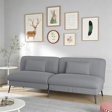 Canapé Lit Convertible Gris LUCKRACER Coton Velours 3 Places Pliant Salon