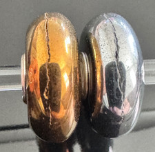 (Set of 2) Trollbeads Hematites Copper and Silver.