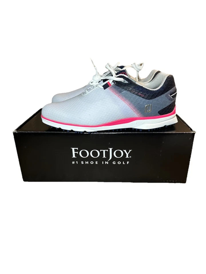 FootJoy Women's Pro SL Sport Golf Shoes White/Navy/Pink - Size 8 - Image 3 of 4