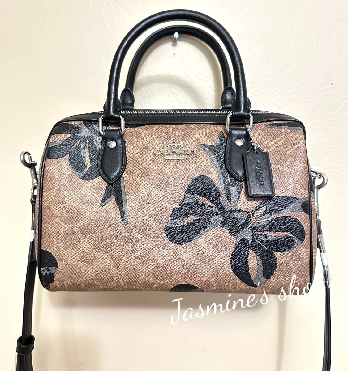 NWT Coach Rowan Satchel Bag In Signature Canvas With Bow