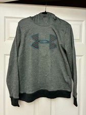 Under Armour ColdGear Hoodie Womens L Gray Logo Pullover Sweatshirt
