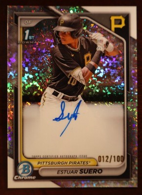 2024 Bowman Chrome 1st Estuar Suero Mini Diamond Auto /100 #CPA-ES Pirates