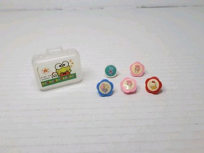 Set of 5 Vintage Sanrio 1994 Hello Kitty Thumb Tack Push Pins Keroppi Mini Case