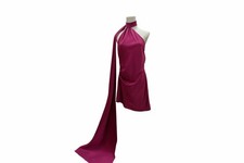 House of CB London Halter Satin Mini Dress Burgundy Fuchsia Scarf Detail Size S