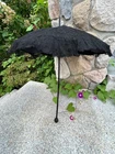 Antique Civil War Era Black Lace Victorian Folding Parasol