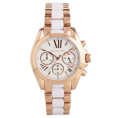 Michael Kors Uhr MK5907 Bradshaw Damenuhr Chronograph Armbanduhr Roségold Weiß - Bild 1 von 4