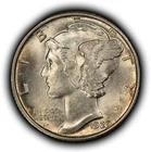 1929 10c Mercury Silver Dime - FSB - Original Toning - BU - SKU-Z6789