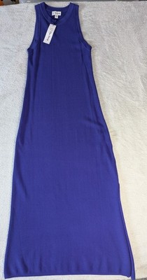The Drop Gabriela Damen Maxikleid XS schillernd blau Strick ärmellos NEU