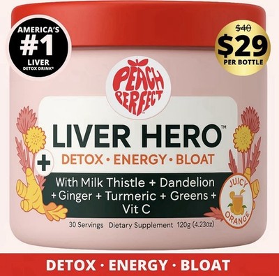 Peach Perfect Liver Hero Premium Liver Detox and Bloat Support Powder for Women