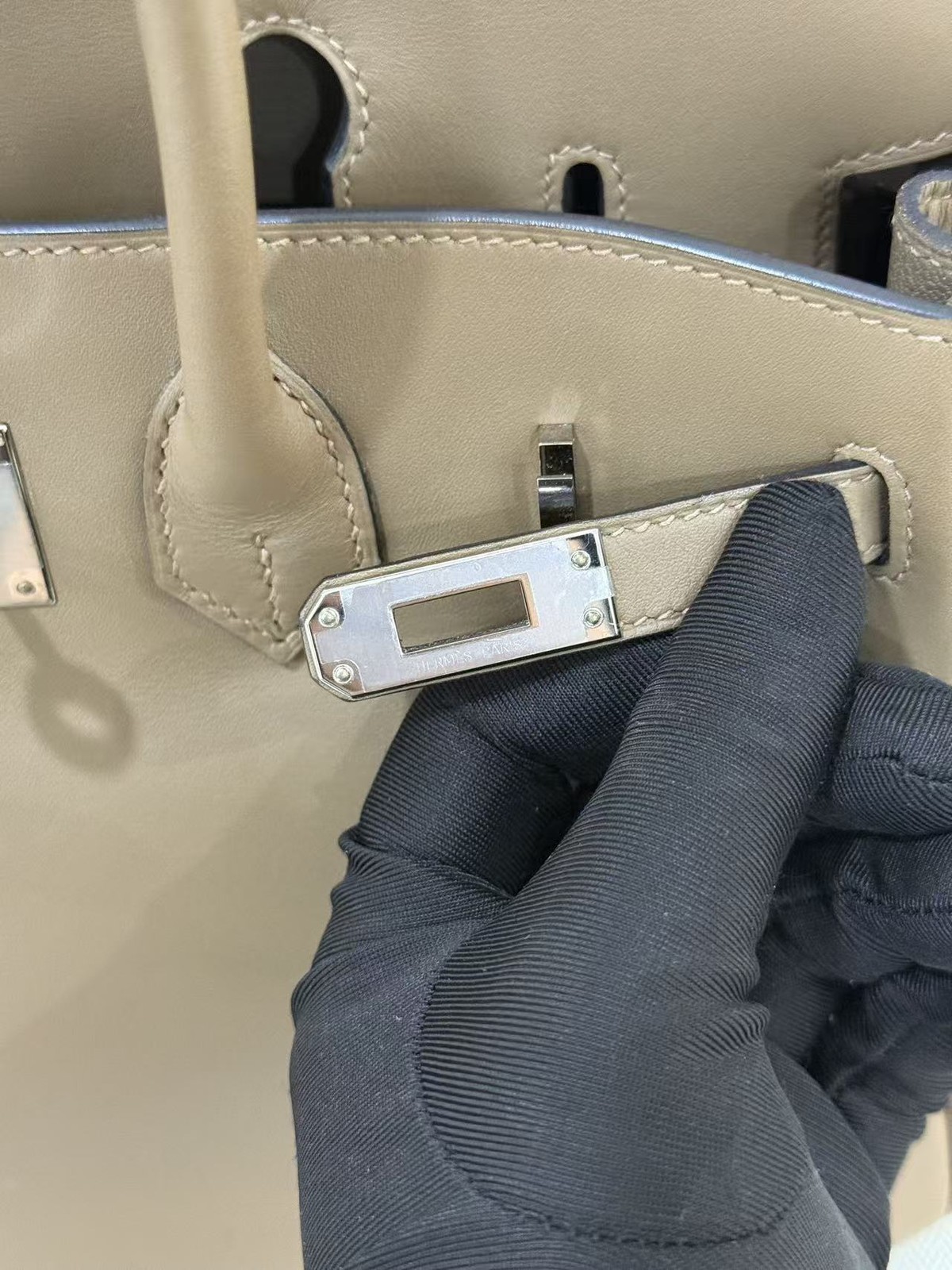 AUTH Hermes Birkin25 Gris Asphalte Leather Palladium Hardware Handbag RARE — image 16