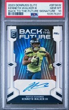 2023 Donruss Elite Kenneth Walker III Back 2 The Future Auto 24/49,PSA 10, POP 1