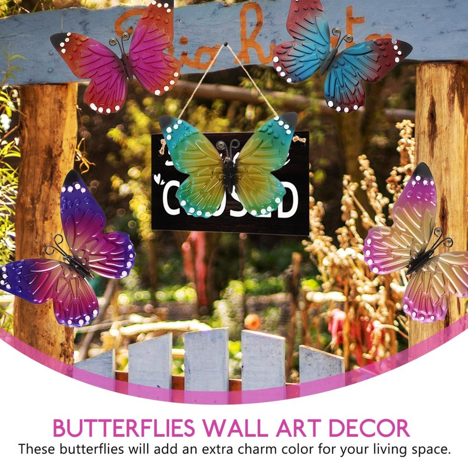 Decorative Metal Butterflies Set for Wall Art Indoor Outdoor Iron Craft