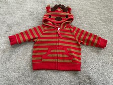 EUC Old Navy Baby Reindeer Fleece Hoodie Girl Boy 3-6m Runs Big Holiday Winter