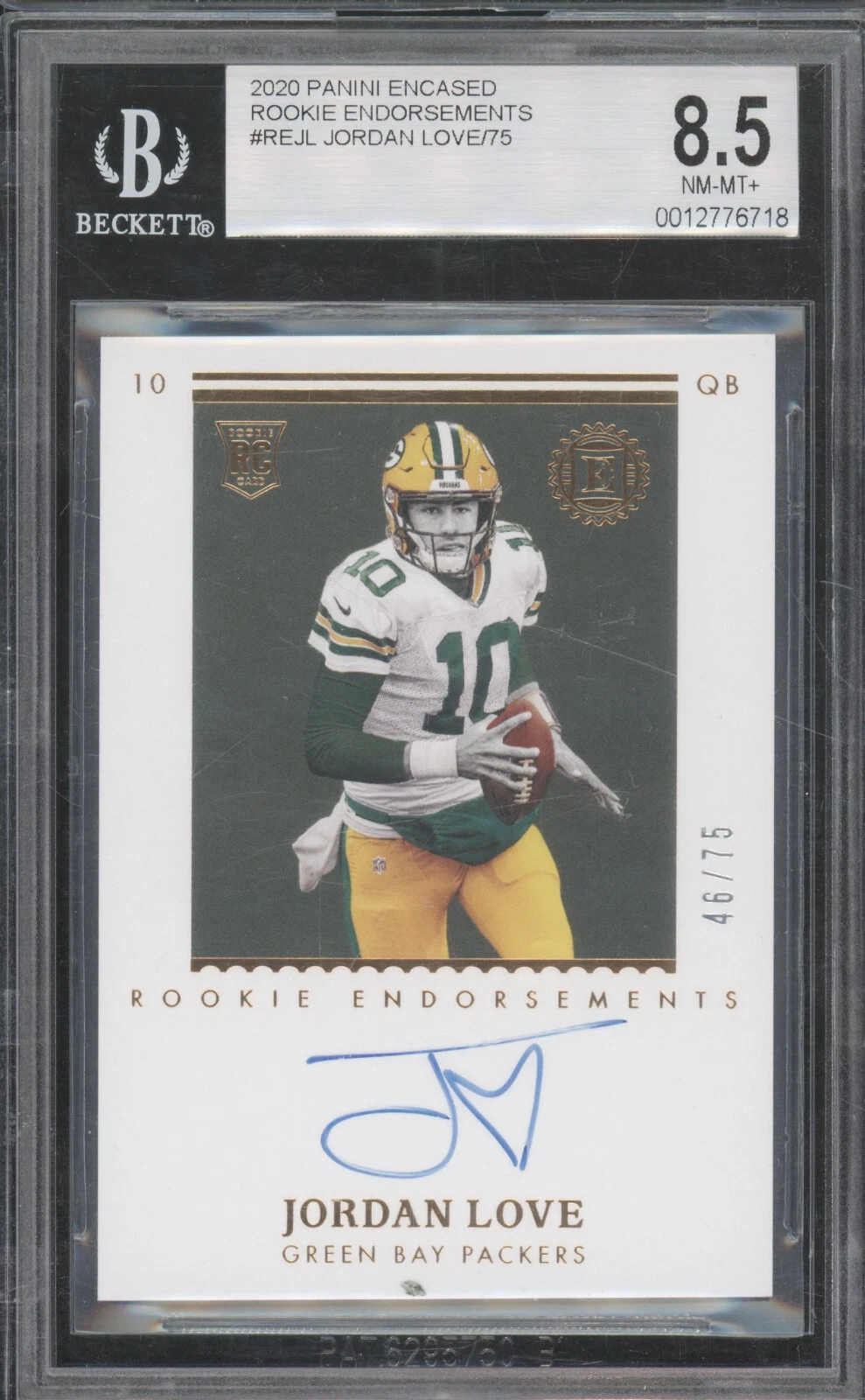 Jordan Love Panini Encased Rookie Endorsements #REJL Base