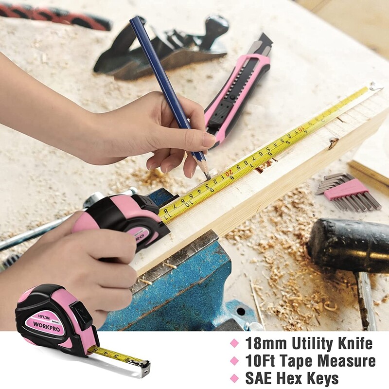 35PC Pink Hand Tool Set Ladies Women Household Tool Kit Tool Set ...