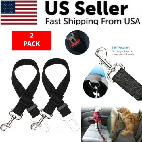 2 Pack Cat DOG PET Safety Seatbelt Car Vehicle Seat Belt Adjustable Harness Lead - Picture 1 of 12