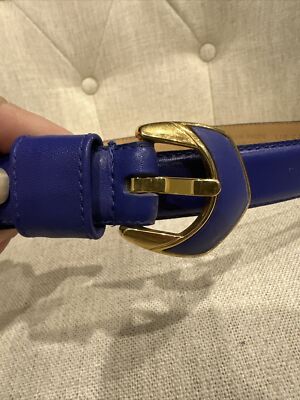 Vintage purple leather belt with large gold buckle Vintage 80s Purple Leather Belt: Wide Glam Rock Gold Buckle  main image 3
