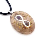 Orgone pendant necklace with silver Infinite, Amethyst & Rose Quartz Crystals